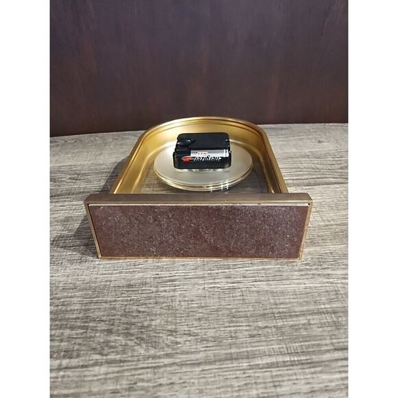 Howard Miller Desk Mantle Clock Brass Acrylic Quartz Battery Roman Numeral WORKS - Picture 6 of 6
